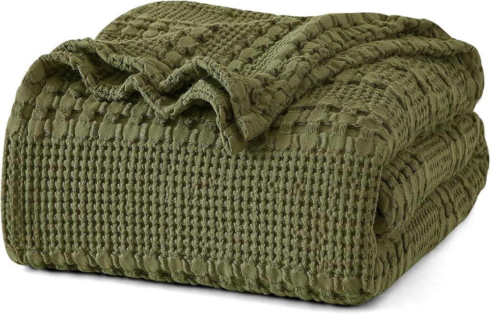 PHF 100% Cotton Waffle Weave Blanket Queen Size for Bed, Lightweight Washed Cotton Blanket - 90"x... | Amazon (US)