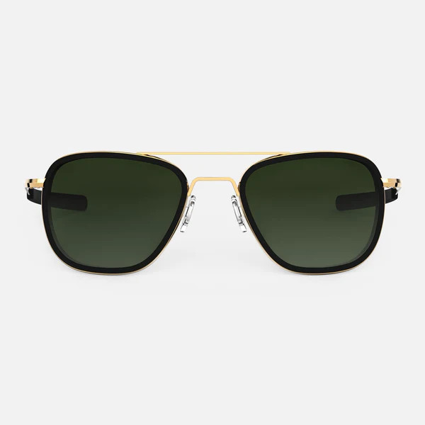 Aviator Fusion - 23k Gold & Matte Onyx Inlay & Evergreen | Randolph Handcrafted Eyewear
