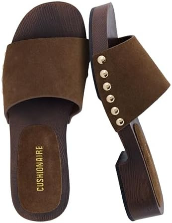 CUSHIONAIRE Timmi Vegan Suede Slides for Women, Slip On Low Heeled Dress Sandal with Studded Deta... | Amazon (US)