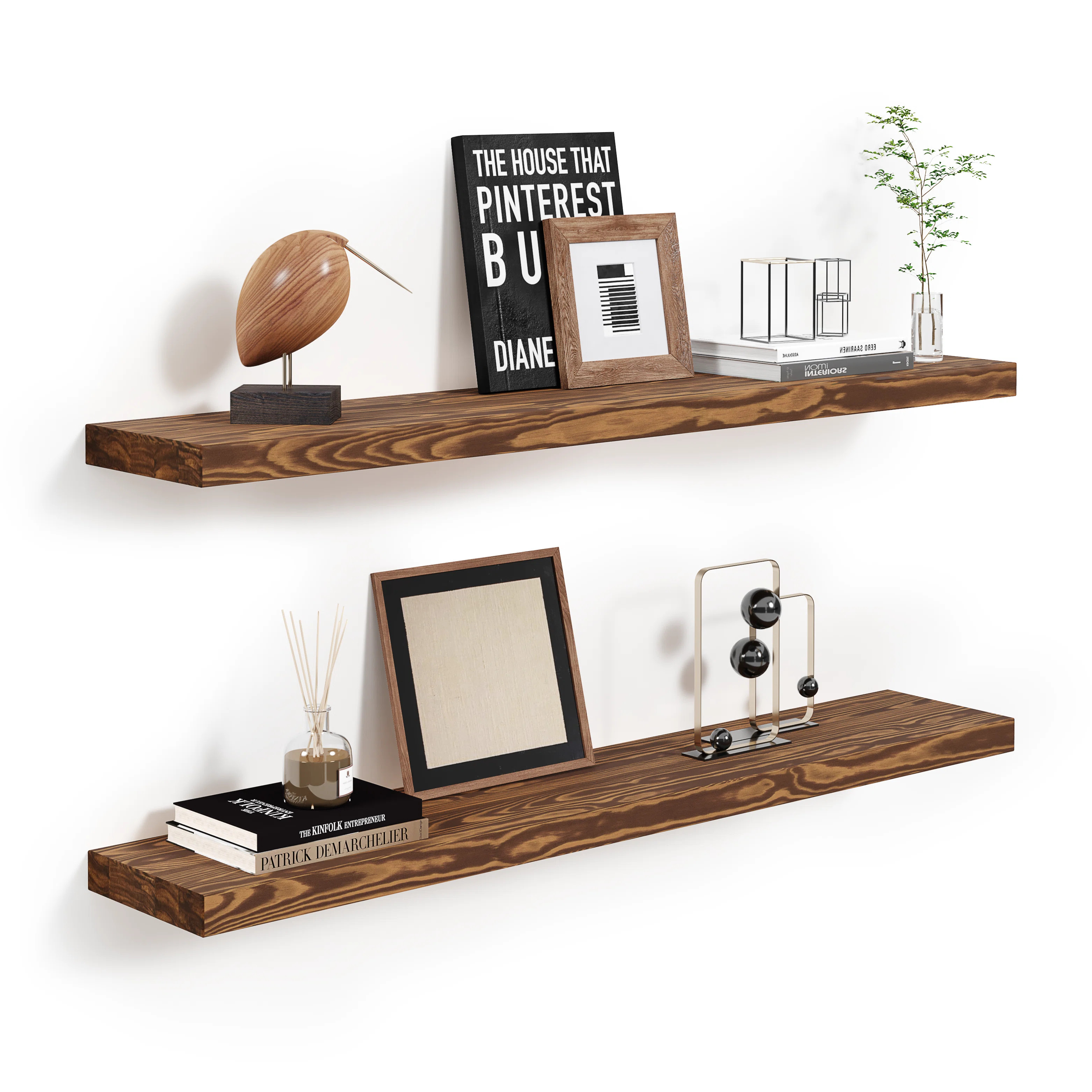 Gracie Oaks Jorgensen 2 Pieces  Pine Solid Wood Floating Shelves for Wall Decor, Kitchen, Bathroo... | Wayfair North America