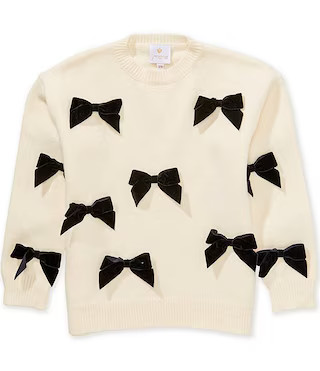 J.Marie Big Girls Long Sleeve Jenna Black Bow Sweater | Dillard's | Dillard's