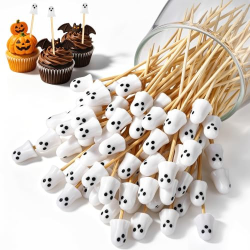 Aodaer 100 Pieces Halloween Boo Ghost Cocktail Picks | Amazon (US)