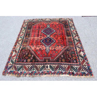 One-of-a-Kind Hand-Knotted 1950s 4'12" x 5'11" Wool Area Rug in Red/Blue/Beige | Wayfair North America