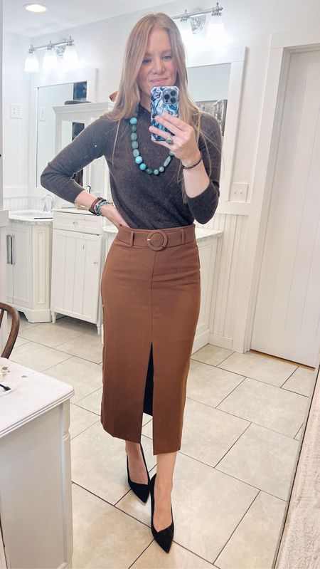 Easter outfit.

Size reference 5’ 9” 140 lbs

Cashmere sweater - small

Long pencil skirt - 4

Suede high heels - true to size 


Church outfit. Classic style. Work wear. Work outfit. Classic outfit. Nordstrom finds. Brown outfits. Tone on tone outfit. Turquoise. 

#LTKworkwear #LTKstyletip #LTKover40