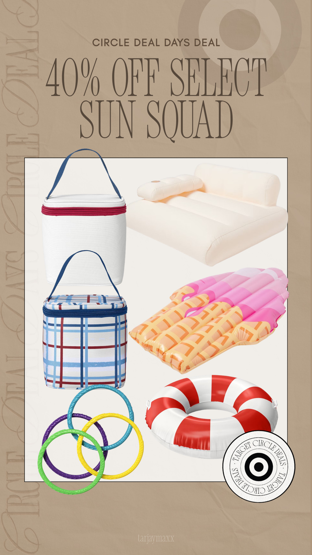 40% off select Sun Squad finds ☀️🏖️ If you're spending any time at the pool, beach, lake, or backyard this summer, now is the time to grab the fun stuff. 

wedding guest dress summer, summer outfits, summer dresses, country concert outfits, date night outfits, concert outfits, travel outfits, vacation outfits beach, business casual workwear, Target Finds, Circle Deal Days 

 #LTKSeasonal #LTKSwim #LTKKids