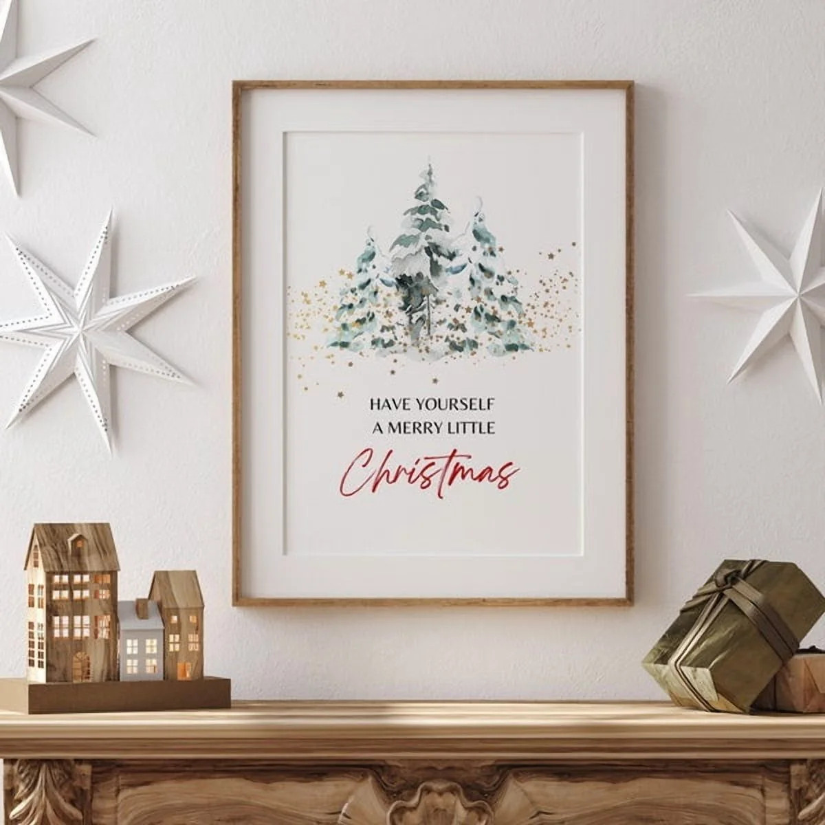 Have Yourself A Merry Little Christmas Print, Holiday Decorations, Christmas Typography Sign, Wal... | Walmart (US)