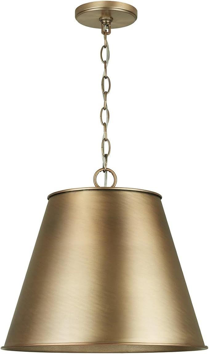 Capital Lighting 337811AD Welker Metal Cone Pendant, 1-Light 100 Watts, 15" H x 16" W, Aged Brass | Amazon (US)