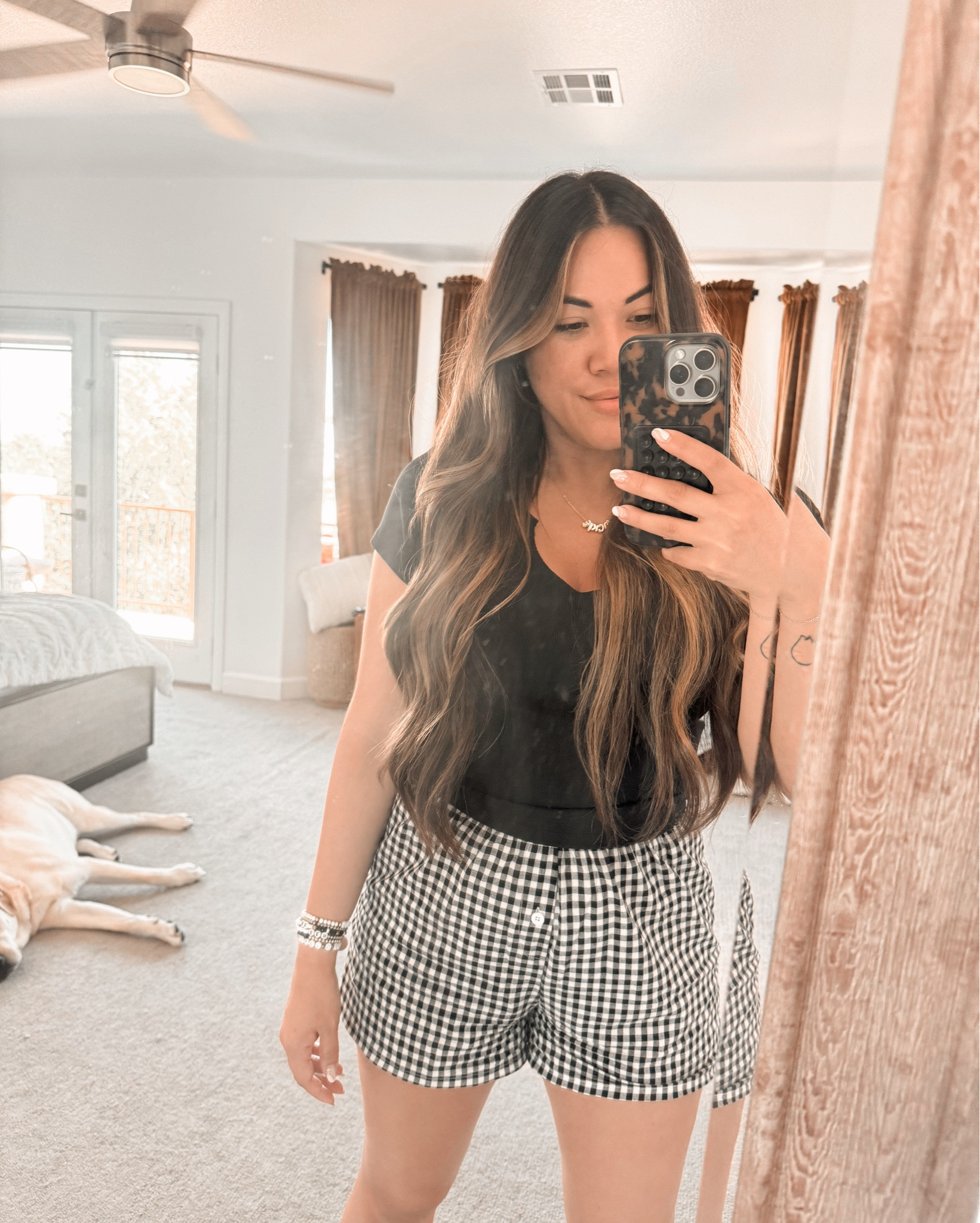 Woman’s boxer shorts #womansboxershorts #womansshorts #pjshorts #blackandwhiteshorts 