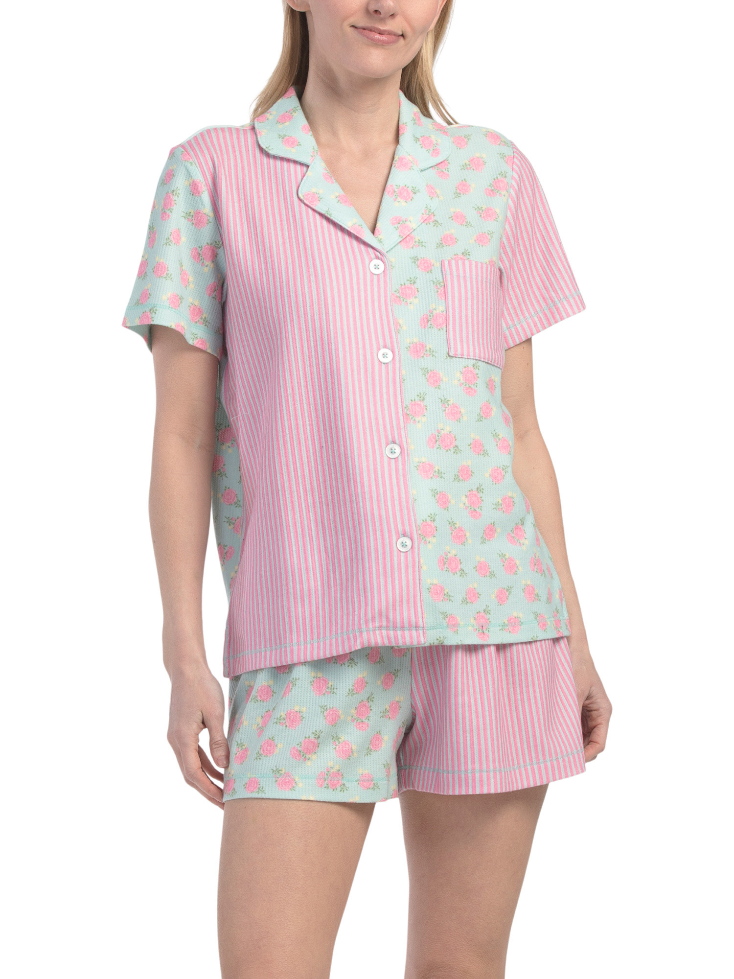 2pc Rose And Stripe Secret Garden Pajama Set | TJ Maxx