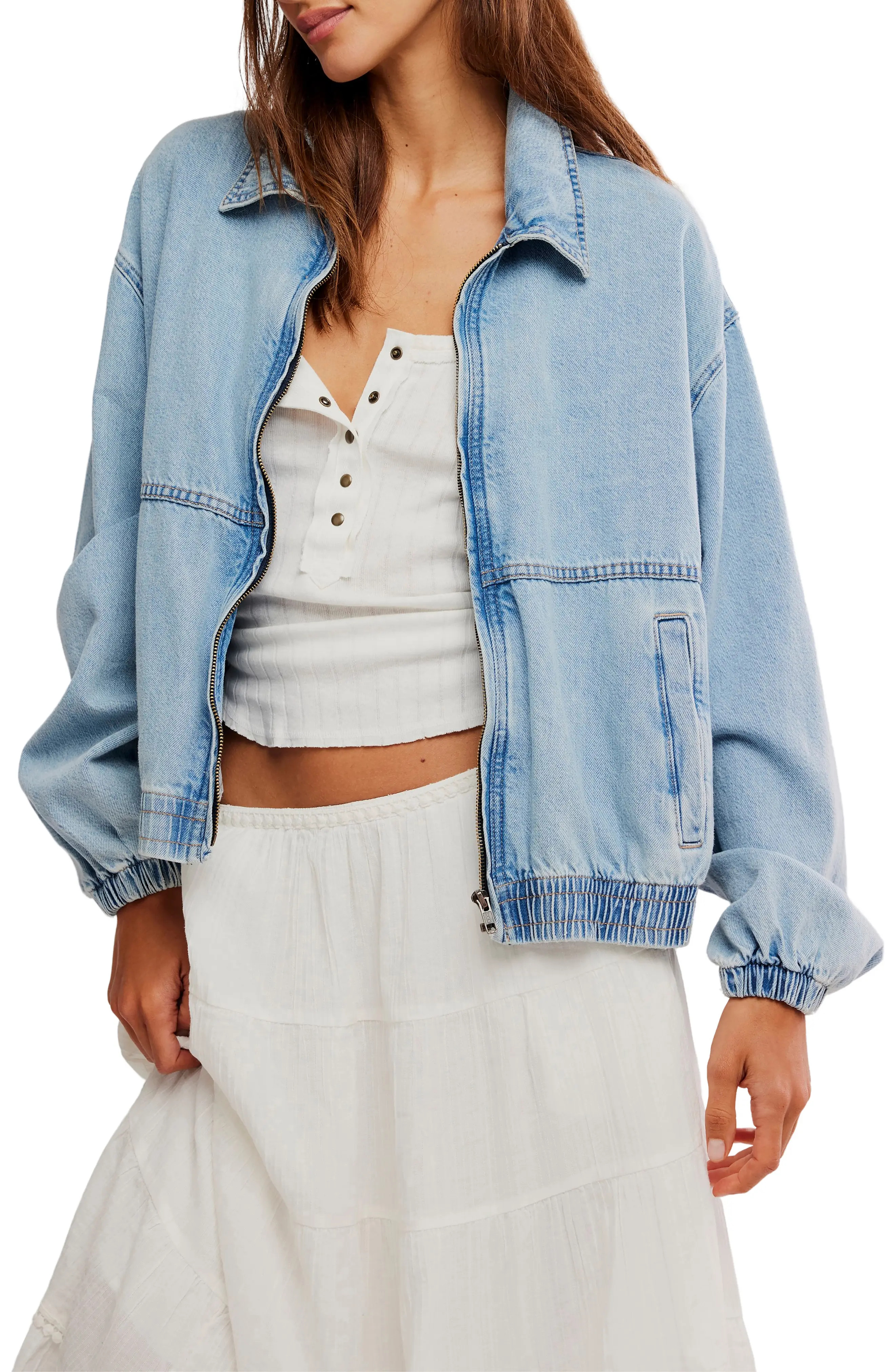 Birdie Relaxed Denim Bomber Jacket (Women) | Nordstrom | Nordstrom