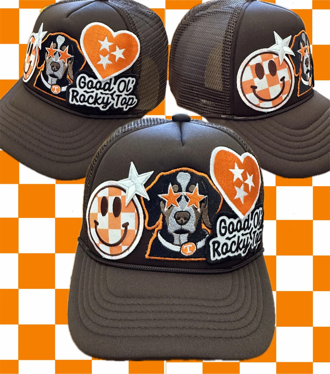Custom Tennessee Orange Smokey Rocky Top Game Day Embroidered Multi Patch Trucker Hat - Etsy | Etsy (US)