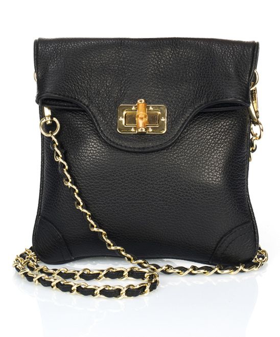 Lisa Minardi Crossbodies BLACK - Black Chain Leather Crossbody Bag | Zulily