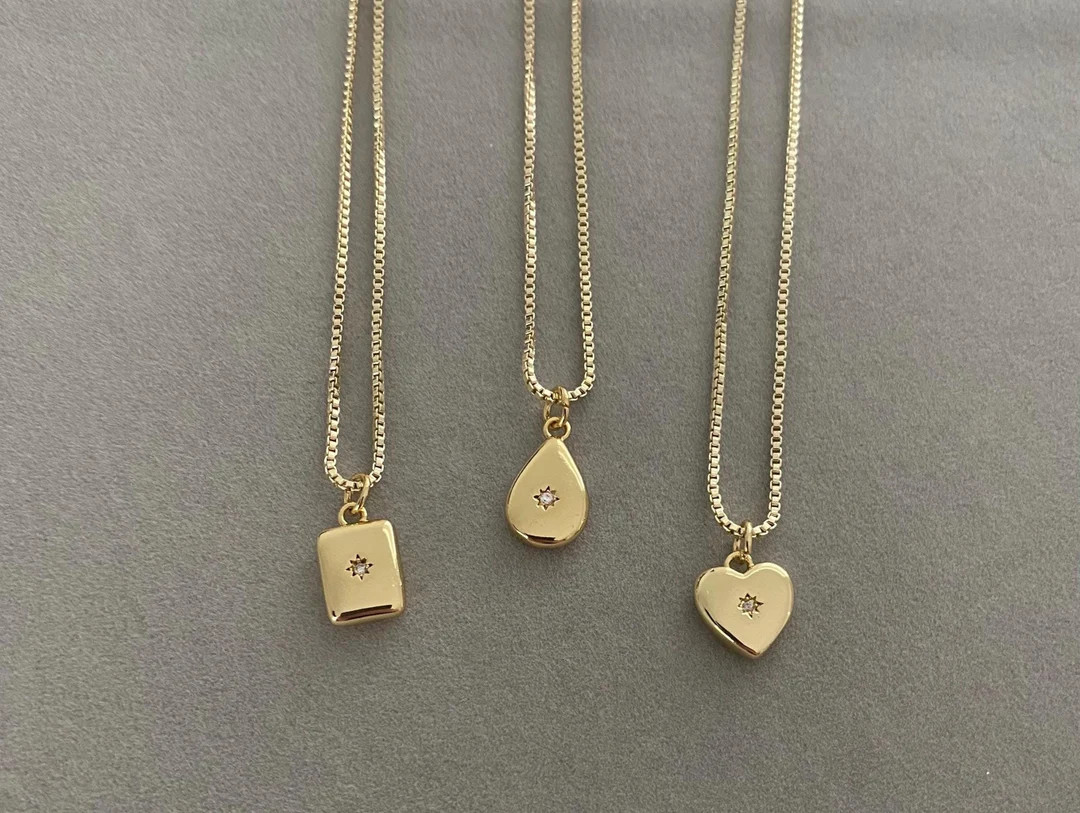 18k Gold Plated Pendant Necklace, Gold Plated Heart Necklace, Gold Plated Teardrop Necklace, Gold... | Etsy (US)