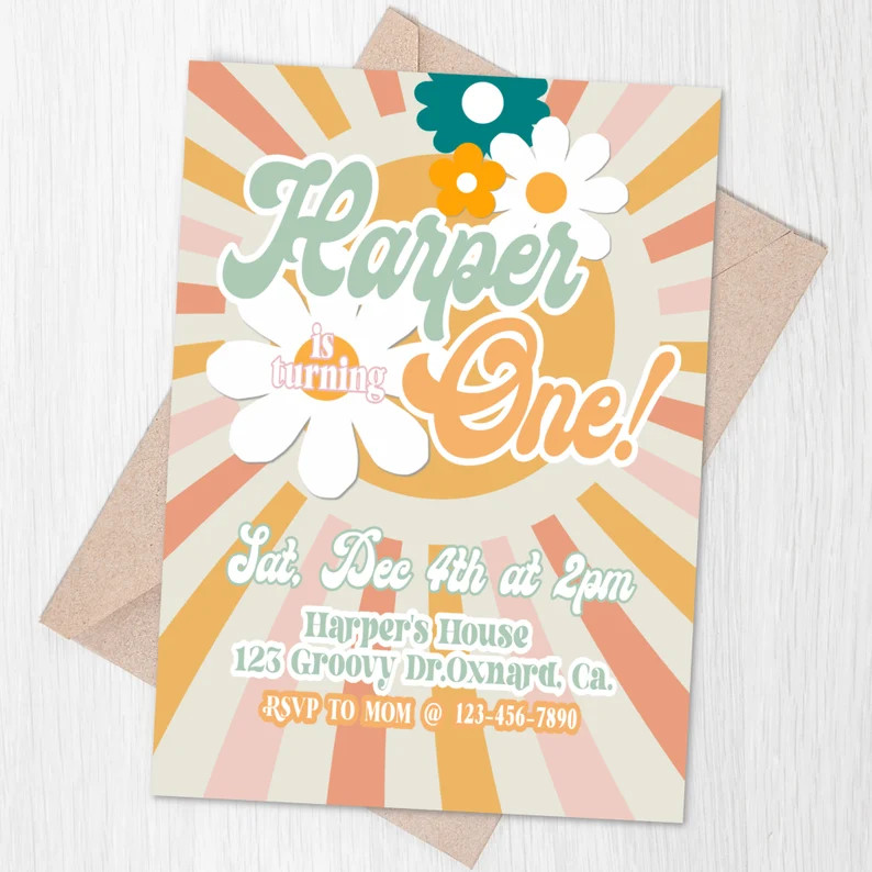 Groovy Birthday Editable Any Age Retro Birthday Hippie | Etsy | Etsy (US)