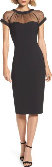 Illusion Yoke Crepe Cocktail Dress | Nordstrom