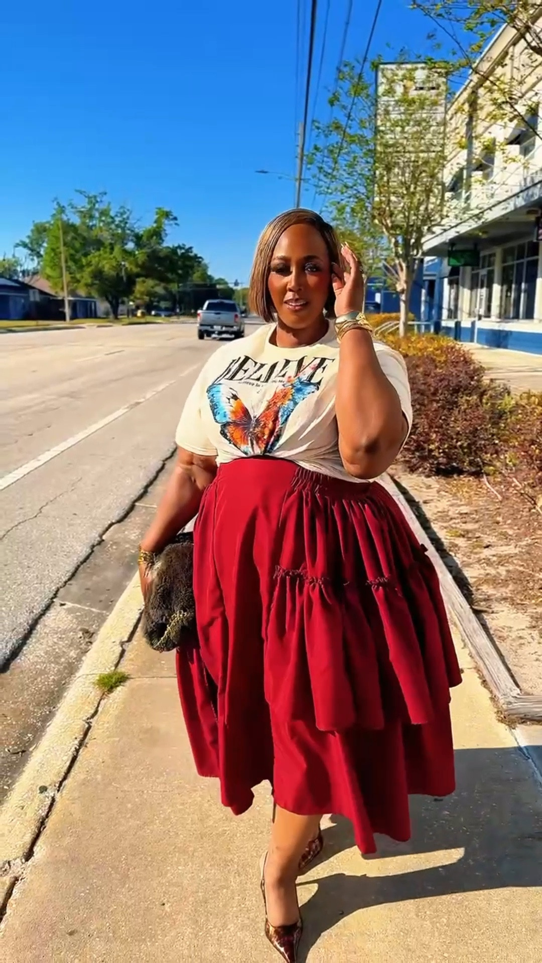 You can’t go wrong with a t-shirt and Statement skirt! Burgundy is sold out but other colors are available! 

#LTKBeauty #LTKPlusSize