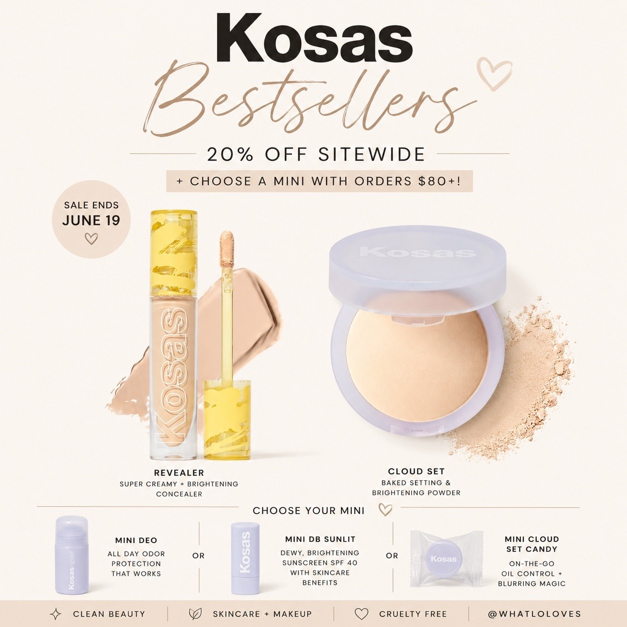 ✨ Kosas is having their Summer Sale! 🤍

One of my favorite clean beauty brands is currently 20% OFF sitewide through June 19! If you’ve been wanting to try Kosas, now is the perfect time.

TWO of my personal favorites:
☁️ Revealer Concealer
☁️ Cloud Set Powder

Plus, orders of $80+ get to choose a free mini!#Kosas #CleanBeauty #BeautyFavorites #MakeupFinds #WhatLoLoves

#LTKBeauty #LTKgrwm #LTKBeauty #LTKSaleAlert