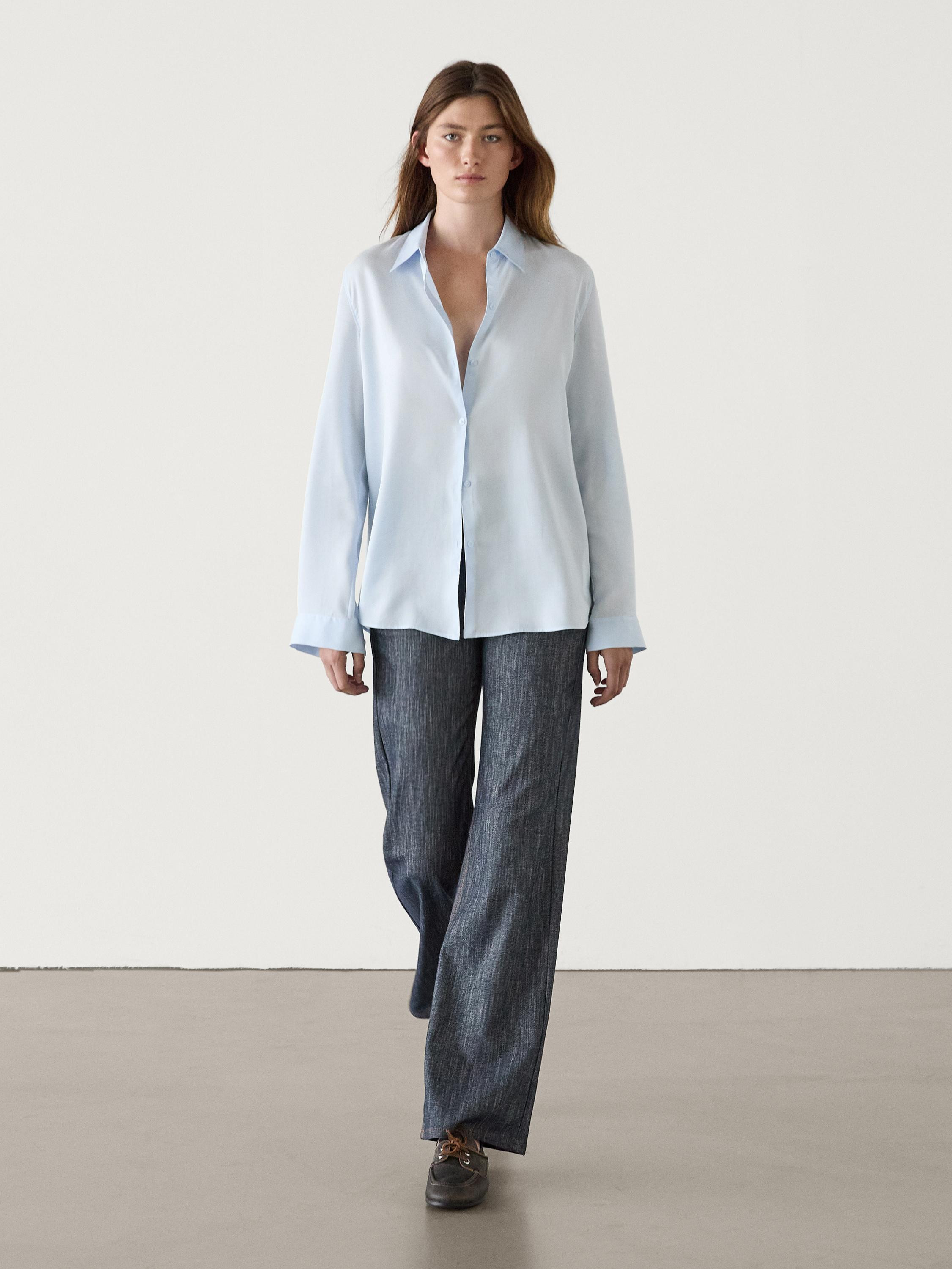 Lightweight regular fit 100% lyocell shirt  $69.90 Regular fit: This fit offers comfort with a bi... | Massimo Dutti US