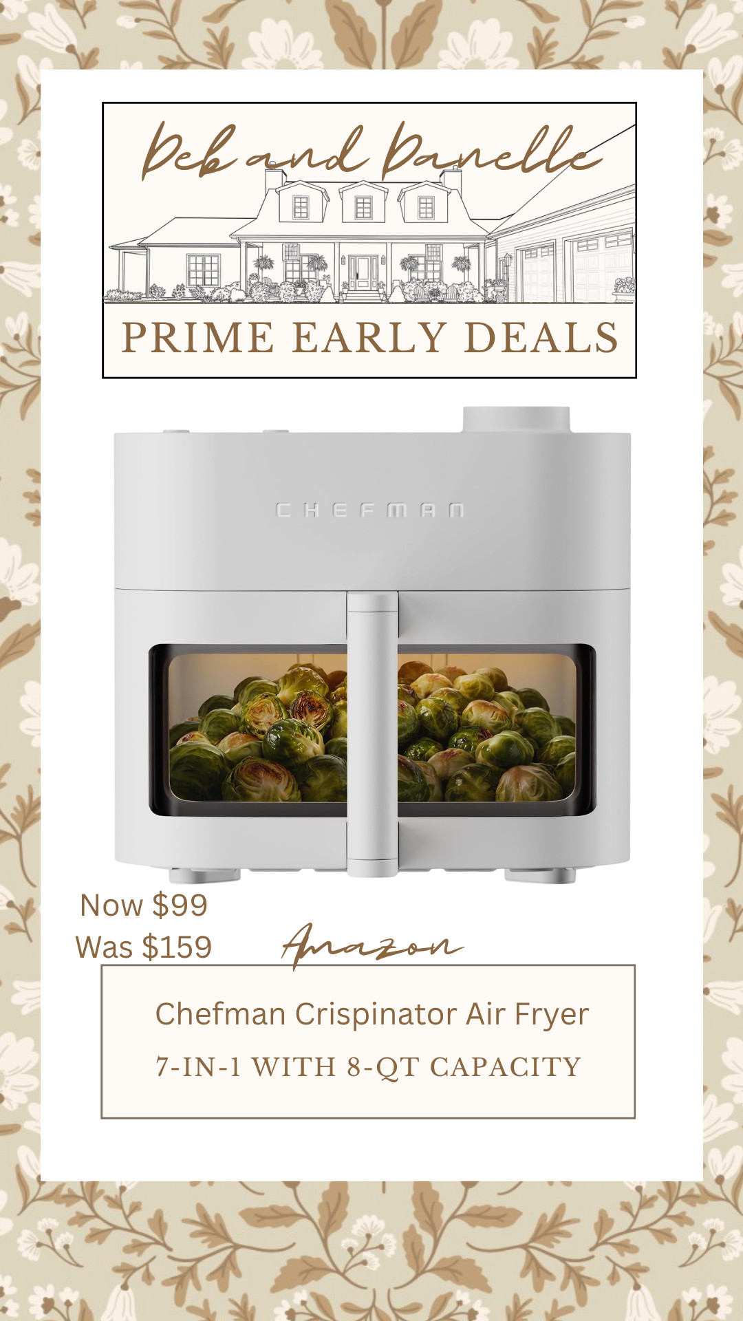 The Chefman Crispinator 7-in-1 Air Fryer is currently on sale as part of the Amazon Prime Big Deal Days early deals sales event.  

 #LTKHome #LTKSaleAlert