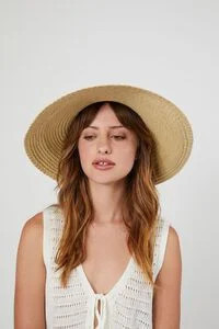 Ribbon-Trim Straw Sun Visor | Forever 21 (US)