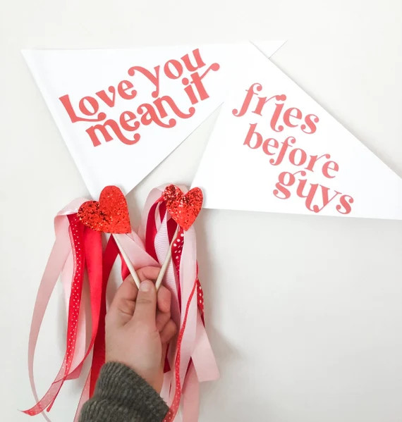 Love You Mean It Valentines Day Pennant Flag | Etsy | Etsy (US)