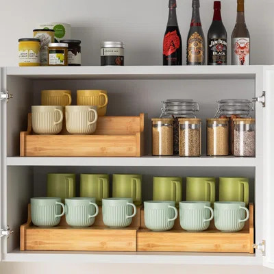2-tier Expandable Coffee Mug Holder, Mug Organizer For Kitchen Cabinets, Bamboo Mug Cup Rack, Multi-functional Cup Holder Shelf, Coffee Bar Organizer, | Wayfair North America