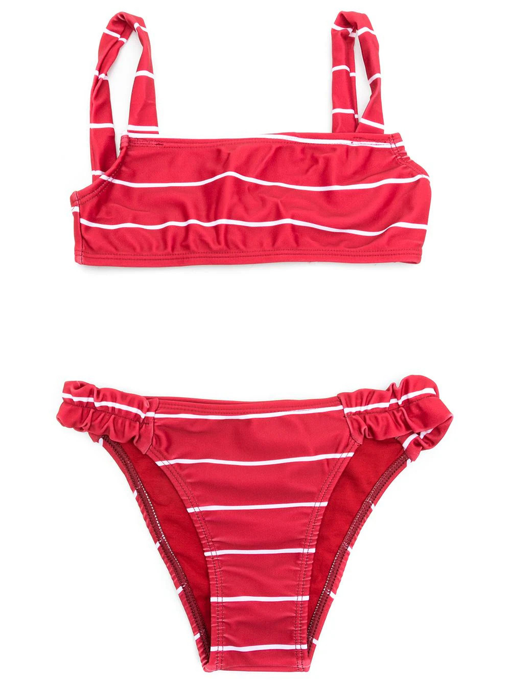 Amir Slama - Biquíni listrado franzidos - kids - Poliamida/Elastano - 10 anos - Vermelho | Farfetch (BR)
