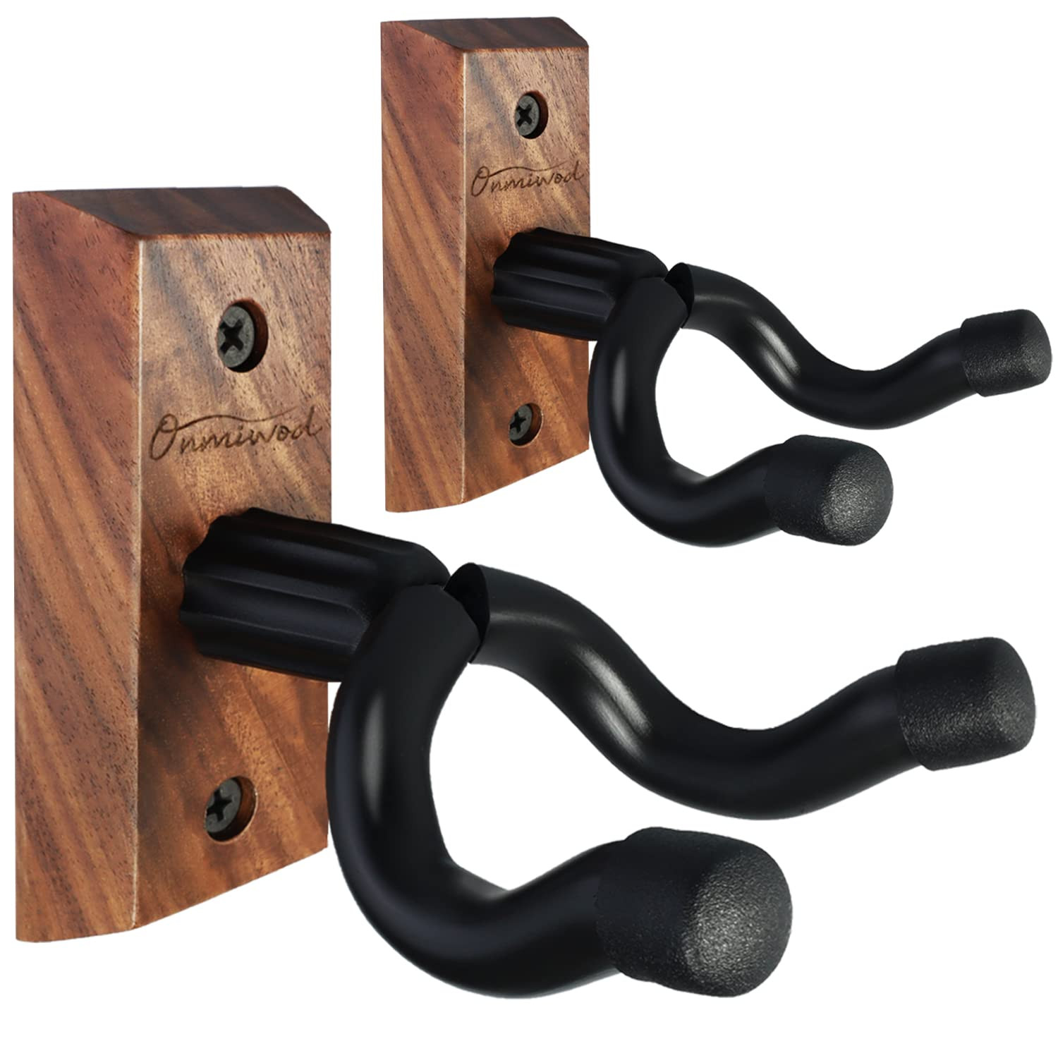 Guitar Wall Mount 2 Pack, Black Walnut Wood Guitar Hanger, U-Shaped Guitar Wall Hanger Mount, Gui... | Amazon (US)