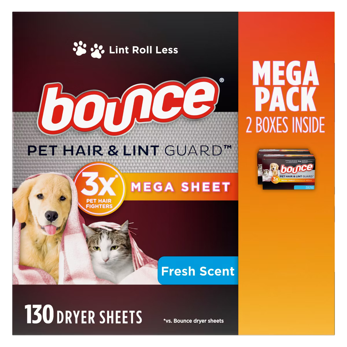 Bounce Pet Hair and Lint Guard Mega Dryer Sheets - Fresh | Target