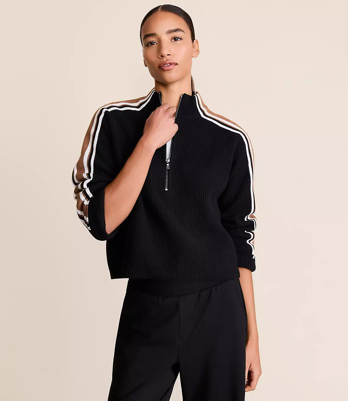 Lou & Grey Striped Half Zip Sweater | LOFT