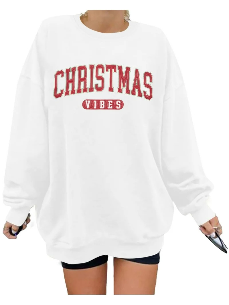 DEXIO Christmas Vibes Sweatshirt Women Merry Christmas Shirt Xmas Long Sleeve Shirt Winter Holida... | Walmart (US)