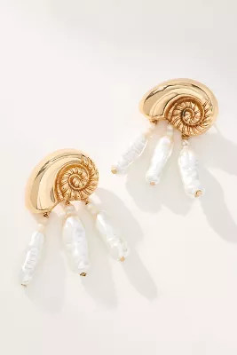 Metallic Shell Pearl Drop Earrings | Anthropologie (US)