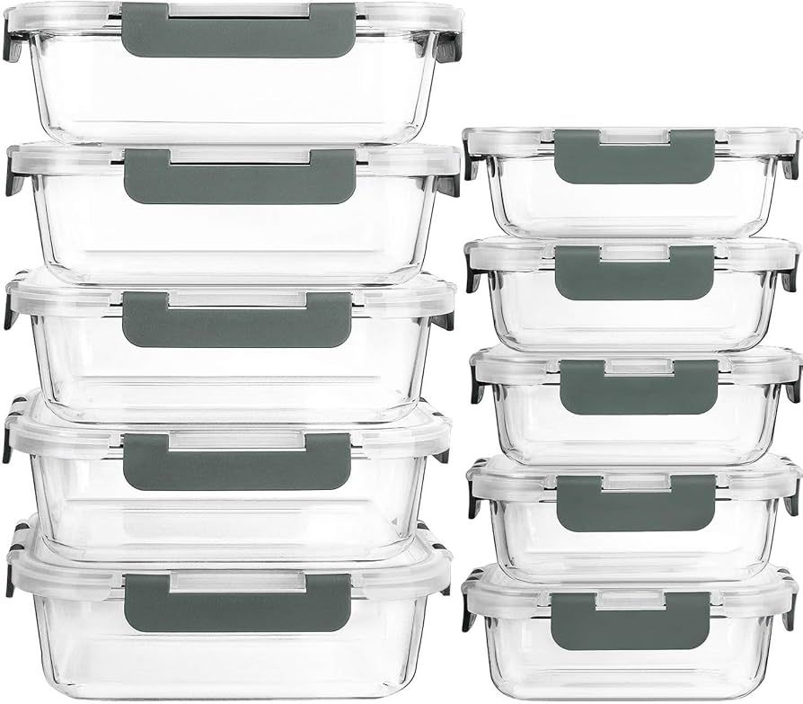 [10-Pack] Glass Meal Prep Containers with Lids, MCIRCO Food Storage Containers with Snap Locking ... | Amazon (US)