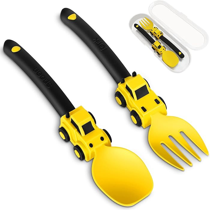 Construction Toddler Utensils - Toddler Forks and Spoons - Kids Construction Truck Utensils - For... | Amazon (US)
