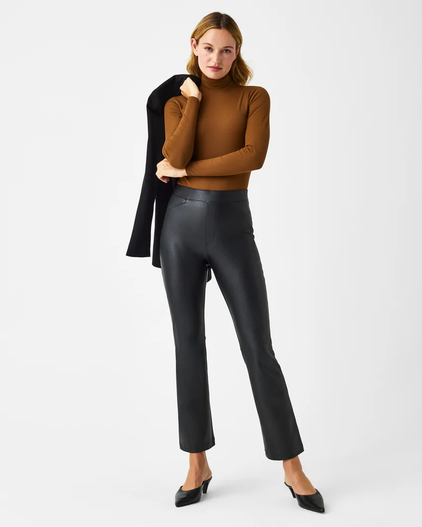 Leather-Like Cropped Kick Flare Pant | Spanx