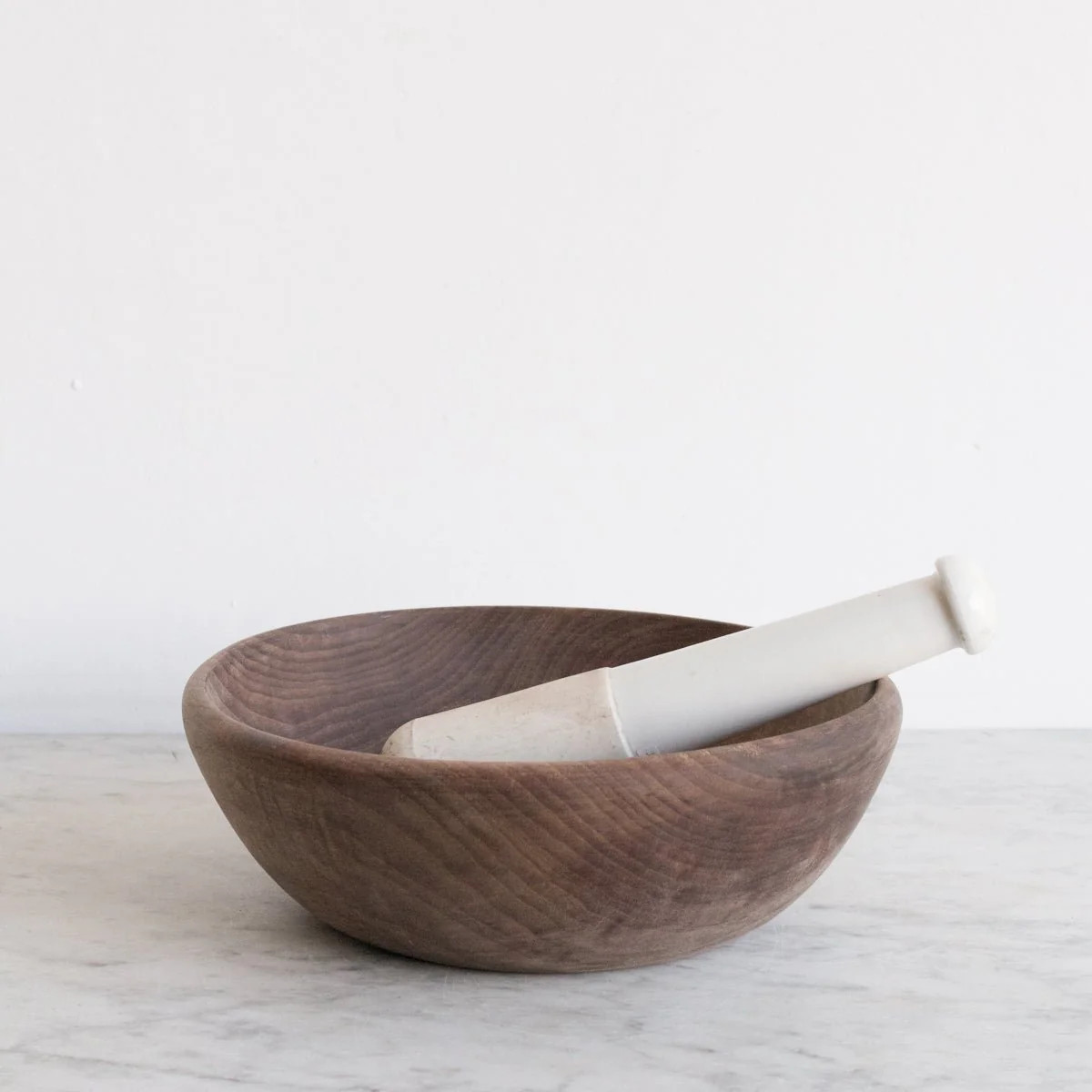Walnut Mortar with Porcelain Pestle - the french kitchen - elsie green | Elsie Green US