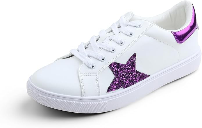 FEVERSOLE Women's Featured PU Leather Colorful Lace Up Sneaker | Amazon (US)