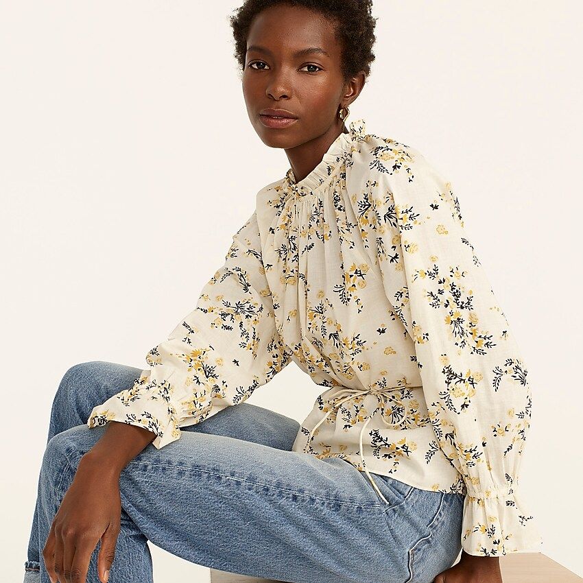 Tie-waist top in budding floral | J.Crew US