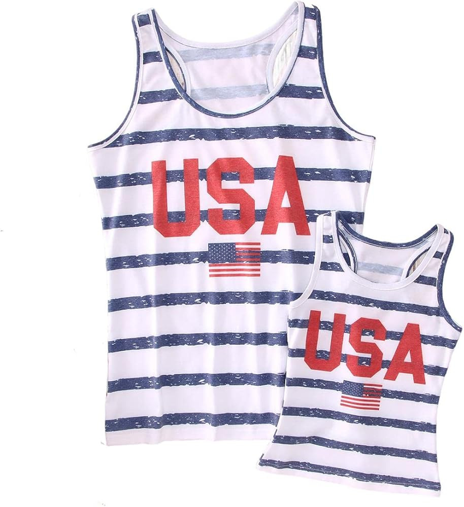 SOFEON 4th of July Tank Tops for Women Kids USA American Flag Family Matching Outfit Vest Girls B... | Amazon (US)
