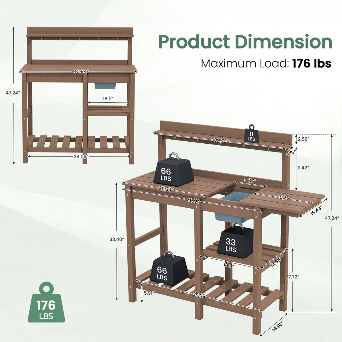 High Density Polyethylene Ourdoor Garden Potting Bench Table Work Bench With Sink Drawer | Wayfair North America