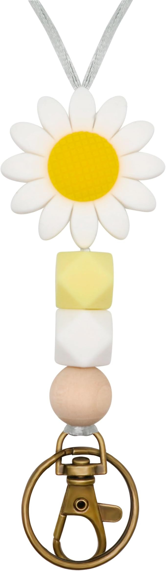 Flower Teacher Lanyard Badge Holder and Keychain, Cute Silicone Beads Lanyard for Women Nurse Stu... | Amazon (US)