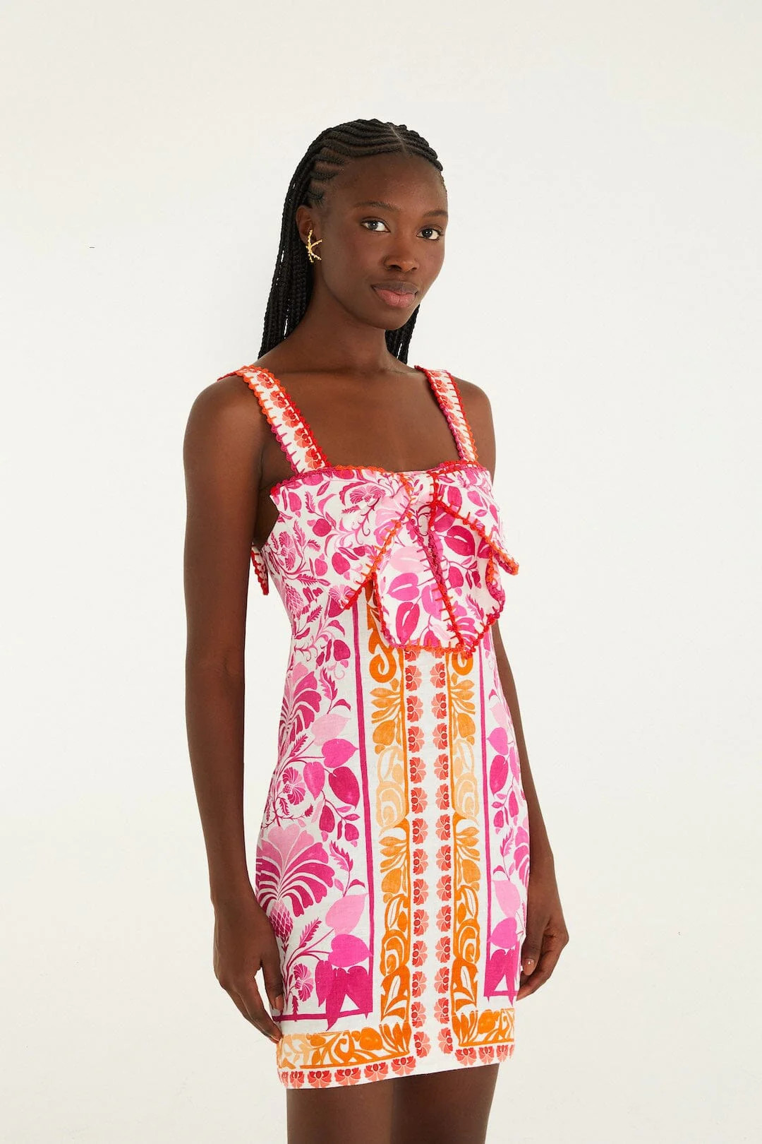 Off-White Santorini Crochet Euroflax Premium Linen Mini Dress | FARM Rio | FarmRio (US)