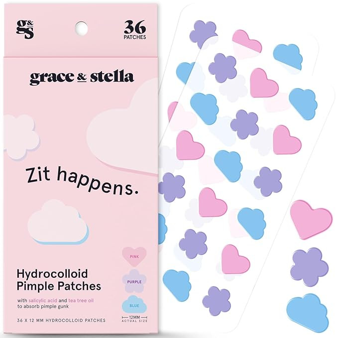 grace & stella Pimple Patches For Face (Multishape, 36 Count) - Hydrocolloid Acne Patches for Fac... | Amazon (US)