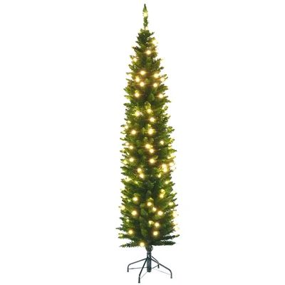Pencil Green Fir Artificial Christmas Tree with 192 Clear/White Lights The Holiday Aisle® Size: 5' H | Wayfair North America