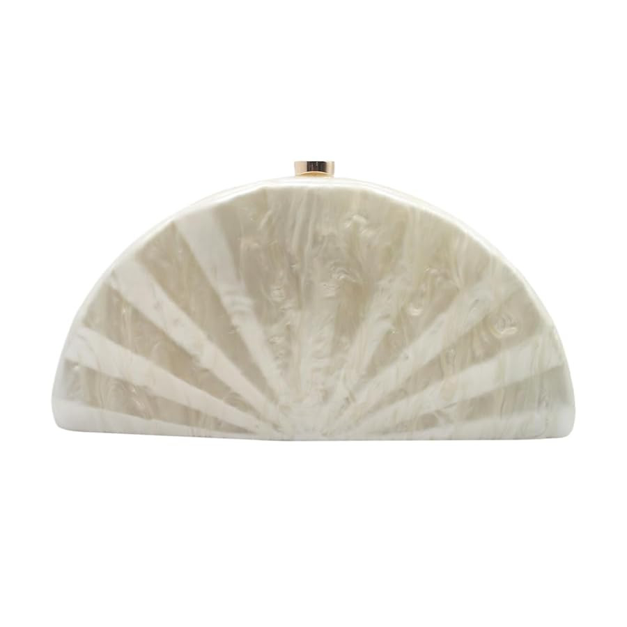 Acrylic Fan Shell Clutch Purse Elegant Marbled Unique Handbag with Detachable Chain for Party Coc... | Amazon (US)