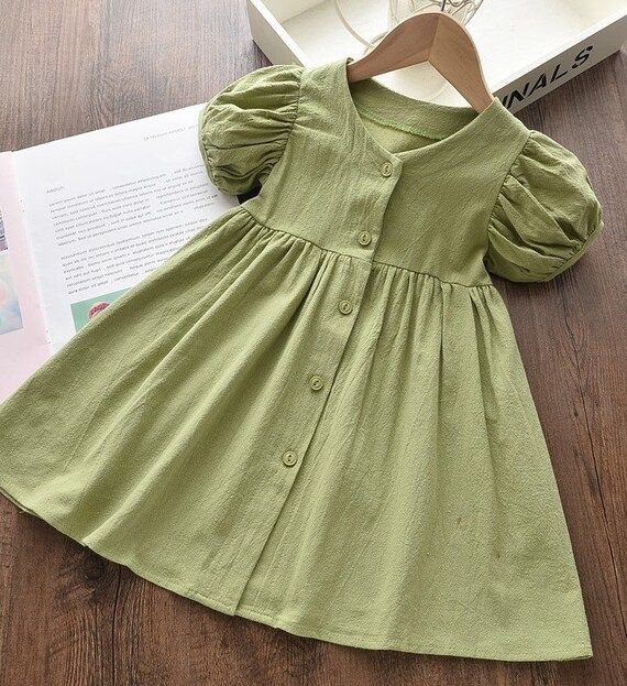 Baby Girl Casual Dress-muslin Style Dress-kid Girl Linen - Etsy | Etsy (US)