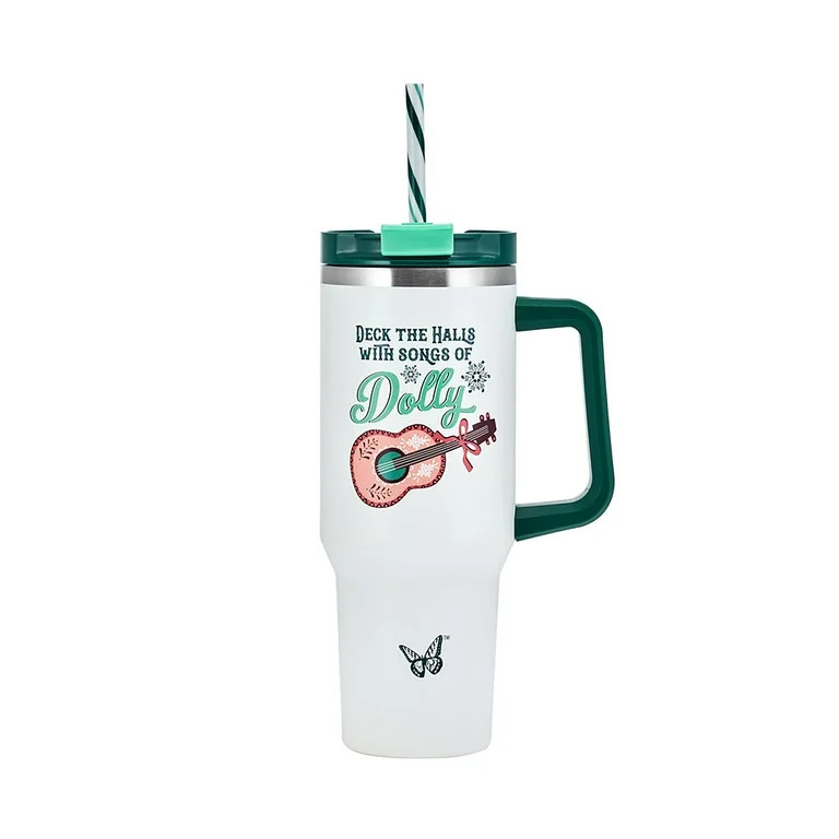 Dolly Parton 40 fl oz Double Wall Stainless Steel Tumbler with Handle, White - Walmart.com | Walmart (US)