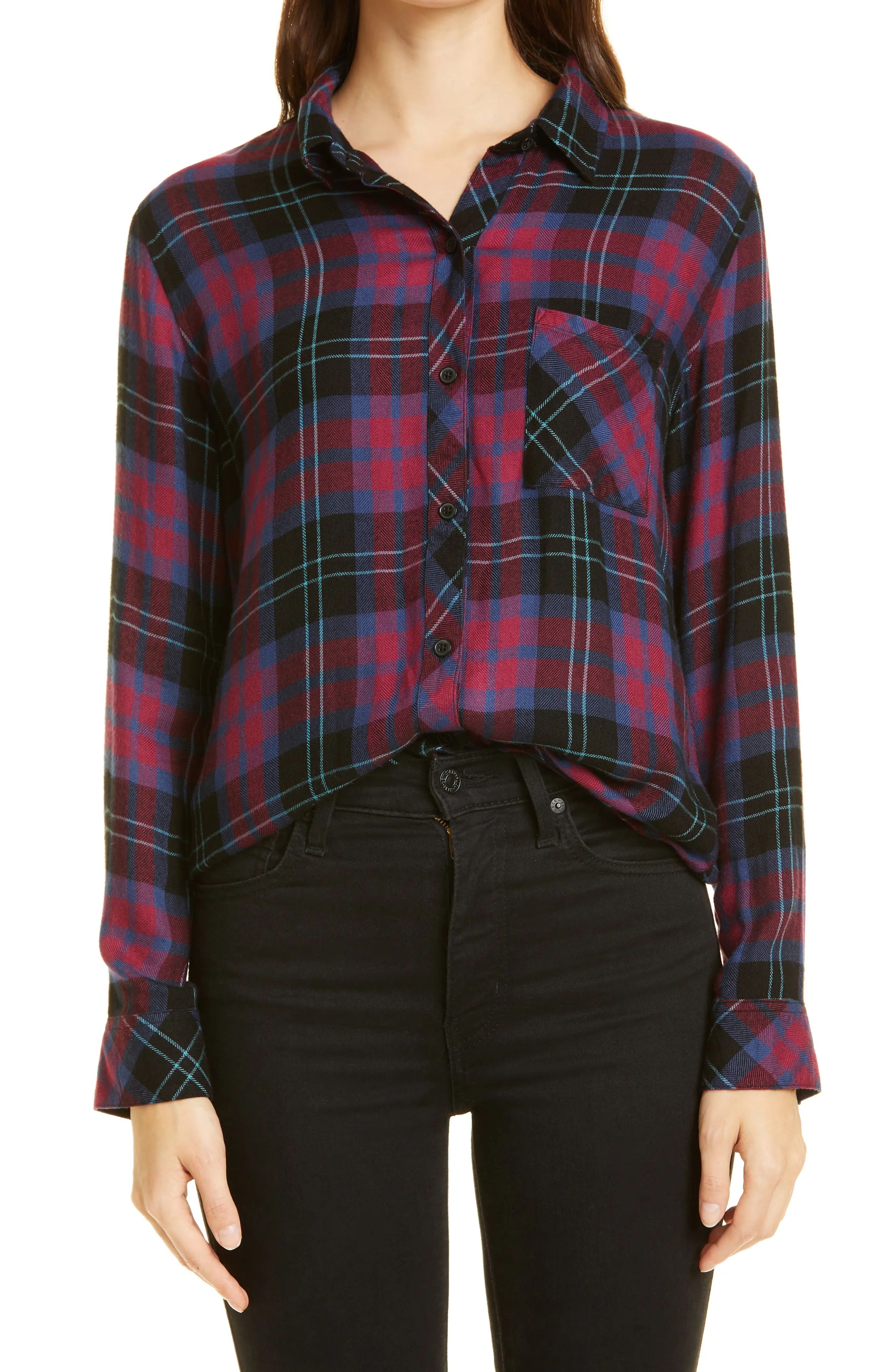 Rails Hunter Plaid Button-Up Shirt in Midnight Ultramarine Berry at Nordstrom, Size Medium | Nordstrom