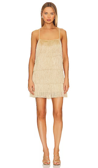 Buchanan Mini Dress in Gold Rush Fringe | Gold Dress Fringe Dress Gold Mini Dress Beige Tan Dress | Revolve Clothing (Global)