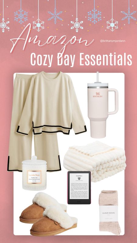 Amazon Cozy Day Essentials #amazonfinds #cozy #cozyday #homeessentials #loungewear #stanley #kindle #loungeset #slippers #candle

#LTKstyletip #LTKhome #LTKSeasonal